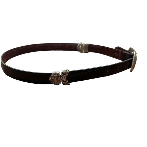 Brighton Leather Belt 40210 Marcus 2 Tone Gold Silver Reversible 30\